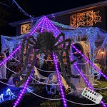 Ecohdt Brighter Spider Webs Halloween Lights 250 Purple Led 16.4ft 8 Modes. Fixed Price $22.15.