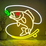 Fishing Neon Sign, Dimmable Fish Led Lights For Wall Decor, Usb Powered Fis. Fixed Price $53.13.