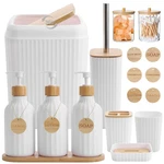 Bathroom Set White With Trash Can,3pcs Lotion Soap Dispenser, To.... Fixed Price $66.87.