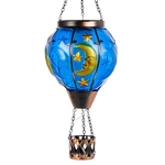Giole Moon Pattern Hot Air Balloon Solar Lantern Flickering Flame Hanging. Fixed Price $54.60.