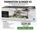 Fanimation Slinger V2 60 Indoor/outdoor Ceiling Fan Brushed Nickel New Sealed. Fixed Price $150.00.