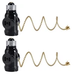 Dicuno Ul Listed E26 To 2 Polarized Outlet Socket Black-15.75", Black. Fixed Price $14.99.