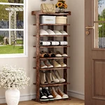 Rustic 7-tier Wood Shoe Rack - Double Row Vertical Organizer For Entryway. Fixed Price $92.99.