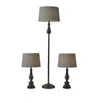 3-piece Lamp Set: Two Table Lamps & One Floor And Lamps, Gray. Fixed Price $202.95.