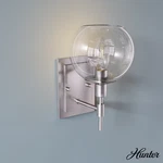Hunter Xidane Brushed Nickel With Clear Glass 1 Light Sconce Wall Fixture. Fixed Price $79.99.