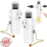 Qykavm E26 Light Socket Adapter 2 Outlet White 2pk. Fixed Price $20.00.