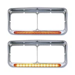 2x Chrome Headlight Bezels 12" Amber Led Light With Visor 4x6 Strip Fit.... Fixed Price $71.69.