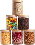Comsaf 25oz Glass Food Storage Jars Set Of 6, Clear Containers. Fixed Price $35.99.