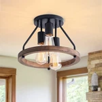 Viluxy Industrial Flush Mount Ceiling Light Fixture With Retro Wood Circle Sh.... Fixed Price $52.99.