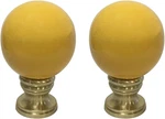Set Of 2 Royal Designs Mustard Yellow Ceramic Lamp Finials With Brass Base. Fixed Price $76.99.