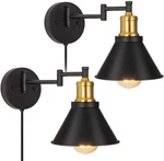 Set Of 2 Swing Arm Wall Light Sconce Plug In Lights Fixtures Bedroom. Fixed Price $32.99.