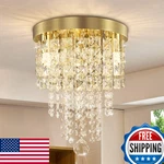 Tislyco Mini Gold Crystal Chandelier, 3-light Modern Flush Mount Ceiling Light. Fixed Price $69.04.