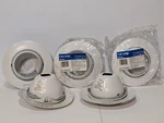 Lot Of 5: Thomas Lighting Tr18w 6" Eyeball Trim 75w 8"od White Accent. Fixed Price $89.99.