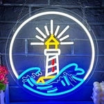 Lighthouse Neon Sign Sea Signs For Wall Decor Dimmable Sunset Sunrise Led L. Fixed Price $54.01.
