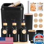 Xlhomo 17-pc Black Bathroom Accessories Set - Soap Dispenser, Toothbrush Holder. Fixed Price $76.99.
