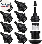 8 Pack E26 E27 Light Sockets, Black Medium Screw Base With Shade Ring, Retro Per. Fixed Price $29.36.