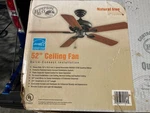 Hampton Bay Quick Connect 52" Ceiling Fan Natural Iron Finish Cherry Blades Vtg. Fixed Price $149.00.
