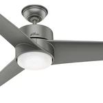 Hunter Fan 54 In Contemporary Matte Silver Outdoor Ceiling W Light 3 Blades. Fixed Price $187.99.