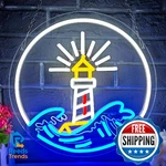 Lighthouse Neon Sign Sea Signs For Wall Decor Dimmable Sunset Sunrise Led L. Fixed Price $54.01.