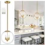 Bagood Globe Pendant Light 13.7" Contemporary Kitchen Hanging 3 New Brass. Fixed Price $110.00.
