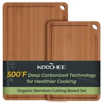 Keechee Butcher Block 2-pcs Set Of 2 (m+l), Carbonized Bamboo (brown). Fixed Price $50.32.