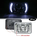 2pcs 4x6" Inch White Halo Led Headlights Lamps Sealed Beam Glass Lens Chrome. Fixed Price $19.99.