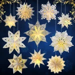 Mudder 10 Pcs Snowflake Paper Lantern Star 14 Led Light. Fixed Price $131.02.