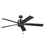 New Kichler Lucian Ii 60" Indoor Black Ceiling Fan Pull Chain No Light 330243sbk. Fixed Price $200.00.