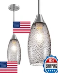 Edishine Handblown Art Glass Pendant Light Fixture Hardwired Adjustable. Fixed Price $59.50.