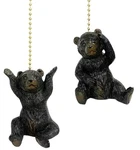 Set Of 2 Jumbo Bear Fan Pulls Rustic Resin Black Ceiling Chain. Fixed Price $46.93.