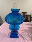 B&p Lamp Princess Feather Blue/ Light Blue Glass Oil With 10"shade E12. Fixed Price $300.00.