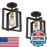 Ihengyanlt 2 Pack Semi Flush Mount Ceiling Light,black Metal Frame Light. Fixed Price $67.73.