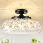 Slypadan Semi Flush Mount Ceiling Light 12in Black 3-light Globe Glass Industria. Fixed Price $106.30.