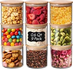 Comsaf 0.6 Qt Glass Food Storage Jars Set Of 9, Clear Containers W. Fixed Price $36.99.