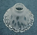 4"h X 7.5"w 2.25" Fitter Frosted & Clear Glass Fan Shade Globe Quorum New 2512. Fixed Price $24.99.