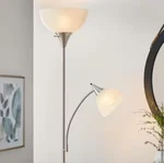 Hampton Bay 70" Brushed Nickel 2-light Torchiere Floor Lamp. Fixed Price $34.95.