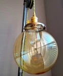 8" Amber Glass Globe, 4 Inch Fitter Size - Pendant Lamp Shade, Vintage Lighting. Fixed Price $43.49.