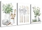 Yfvrpt Sage Green Kitchen Wall Art Set Of 3, Eucalyptus Leaves Plant Dining R.... Fixed Price $101.33.