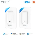Moes Wifi Smart Light Switch No Neutral Wire Required Capacitor Remote 2 Pack. Fixed Price $59.99.