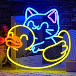 Lulanmp Cat Neon Sign For Wall Decor Duck Light 13.5" X 12.9", Colorful. Fixed Price $52.88.