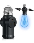 2 Pcs Aborni 3 Prong Light Socket To Plug Adapter, E26 Outlet,black. Fixed Price $15.00.