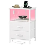 Somdot White Nightstand With Charging Station And Led Light For Bedroom, 2 Dr.... Fixed Price $56.19.