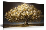 Dnieotu Tree Wall Art For Living Room, White Flower And Gold Leaves Canvas Wa.... Fixed Price $56.73.