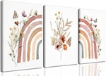 Akwish Boho Wall Decor Set Of 3, Rainbow Canvas Art Paintings Prints, Cute. Fixed Price $16.99.