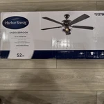Harbor Breeze Saddlebrook 52-in Matte Black Ceiling Fan With Remote. Fixed Price $115.00.