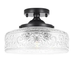 Daunton Semi Flush Mount Ceiling Light Fixture, Vintage Matte Black 3-light Fixt. Fixed Price $75.87.
