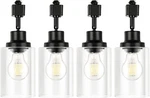 Modern H Type Track Lighting Heads, Black Fixtures With Glass Shade, 4 Pack. Fixed Price $133.99.