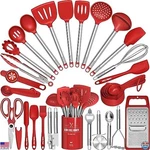 34-piece Kitchen Utensils Set, Heat Resistant Silicone, Stainless Steel Handles. Fixed Price $47.94.
