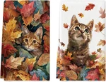 Artoid Mode Maple Leaves Cat Fall Kitchen Towels Dish Towels, 18x26 Beige. Fixed Price $23.99.