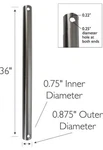 Design House 153486 Ceiling Fan Downrod 36", Satin Nickel. Fixed Price $30.00.
